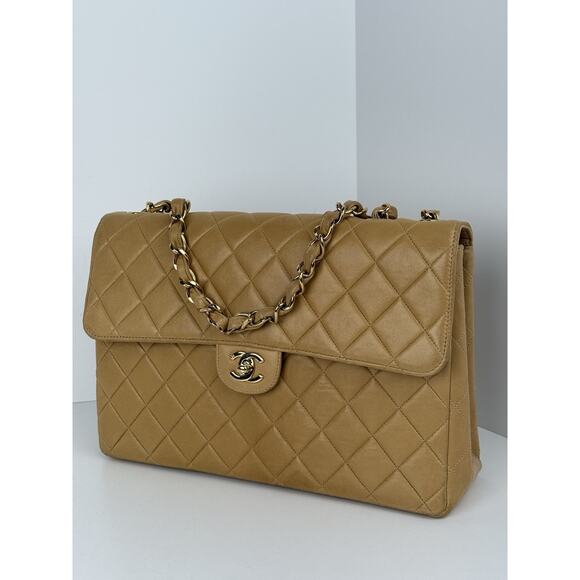 Chanel Vintage 2002-2003 Timeless Classic Beige Leather Single Flap Shoulder Bag - Picture 1 of 16